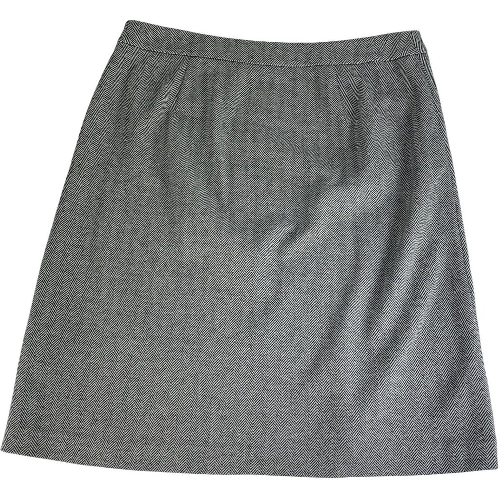 Talbots 10 Skirt A-Line Black White Midi Stretch Career Workwear